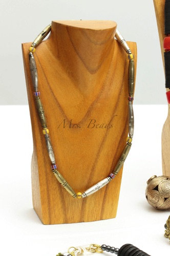 Kette: Fulanibeads Afrika Messing und Messing versilbert, Christmasbeads Kette: Fulanibeads Afrika Messing und Messing versilbert, Christmasbeads